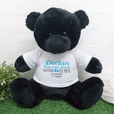 Personalised Newborn Bear 40cm Black Plush