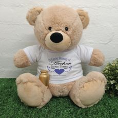 In Loving Memory Teddy Bear Gold Urn Memorial Cream 40cm 