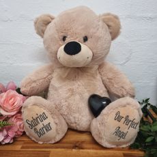 Personalised Bear with Black Heart Urn Cream 40cm 