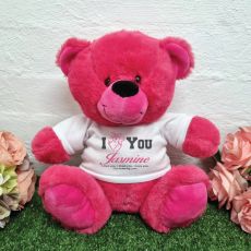 Valentines Day Anatomical Heart Bear Hot Pink Plush 30cm