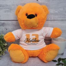13th Birthday Teddy Bear Orange Plush 30cm