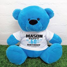 Personalised 60th Birthday Bear Blue 40cm