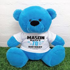 Personalised 70th Birthday Bear Blue 40cm