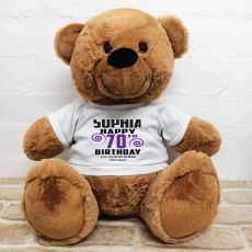 Personalised 70th Birthday Bear Brown 40cm