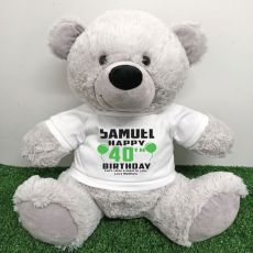 Personalised 40th Birthday Bear Grey 40cm