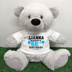 Personalised 60th Birthday Bear Grey 40cm