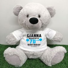 Personalised 70th Birthday Bear Grey 40cm