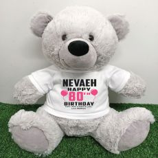 Personalised 80th Birthday Bear Grey 40cm