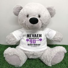 Personalised 90th Birthday Bear Grey 40cm