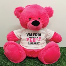 Personalised 60th Birthday Bear Pink 40cm