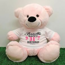 Personalised Birthday Bear Light Pink 40cm