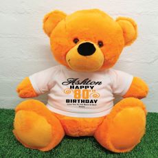 Personalised 80th Birthday Bear Orange 40cm