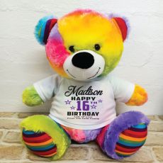 Personalised 16th Birthday Bear Rainbow 40cm