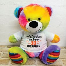 Personalised 30th Birthday Bear Rainbow 40cm