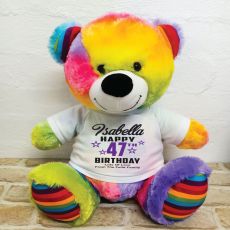 Personalised Birthday Bear Rainbow 40cm