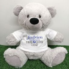 Personalised Baby Birth Details Teddy Bear Grey |18th 50th 60th 21st 40th 