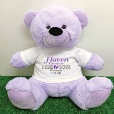 Personalised Newborn Bear 40cm Lavender Plush