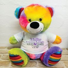 Personalised Newborn Bear 40cm Rainbow Plush