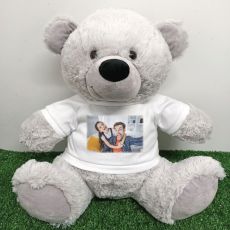 Personalised Photo Teddy Bear 40cm Grey