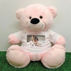 Personalised Photo Teddy Bear 40cm Light Pink