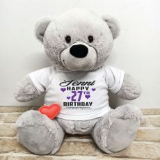 Birthday Bear with Voice Recorder Grey 40cm