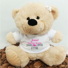 Personalised Baby Birth Details Bear Cream Plush