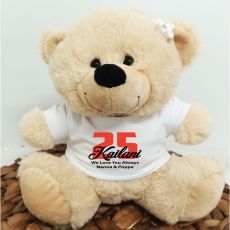 Birthday Teddy Bear Cream Personalised Plush