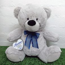 Naming Day Keepsake Bear with heart Grey / Blue 40cm