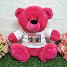 Personalised Worlds Best Nan Photo Bear Hot Pink 30cm