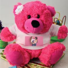 Personalised Photo T-Shirt Teddy Bear- Hot Pink