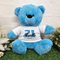 21st Birthday Bear Bright Blue Plush 30cm