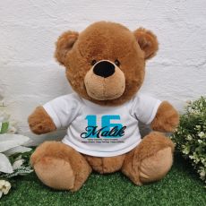 Personalised 16th Birthday Bear Brown Plush 30cm