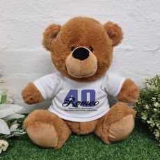 Personalised 40th Birthday Bear Brown Plush 30cm