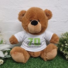 Personalised 70th Birthday Bear Brown Plush 30cm