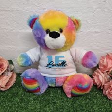 Personalised 16th Birthday Bear Rainbow Plush 30cm
