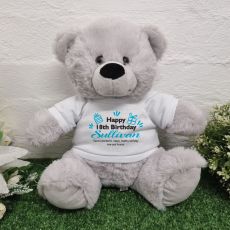 Personalised 18th Birthday Bear Grey Plush 30cm