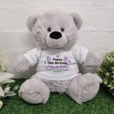 70th Birthday Teddy Bear Grey Plush 30cm
