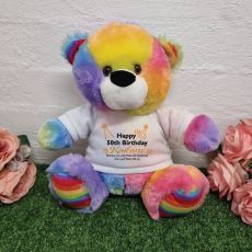 50th Birthday Party Bear Rainbow Plush 30cm
