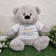 Baptism Personalised Bear Grey Plush 30cm