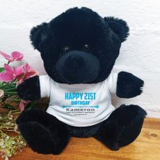Personalised 21st Birthday Bear Black Plush