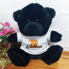 1st Birthday Teddy Bear Black Plush