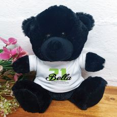 21st Birthday Teddy Bear Black Plush