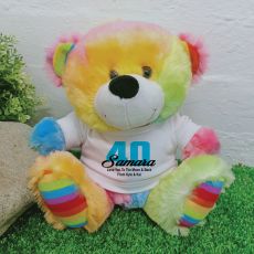 40th Teddy Bear Rainbow Personalised Plush