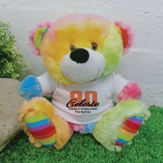 80th Teddy Bear Rainbow Personalised Plush