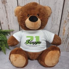 21st Birthday Personalised Bear with T-Shirt - Brown  40cm