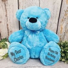 Personalised 13th Birthday Teddy Bear 40cm Plush Bright Blue