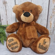 Personalised 100th Birthday Teddy Bear 40cm Plush Brown