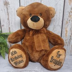 Personalised 60th Birthday Teddy Bear 40cm Plush Brown