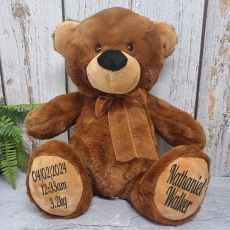 Baby Birth Details Teddy Bear 40cm Plush Brown