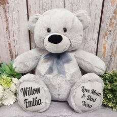 Personalised Teddy Message Bear 40cm Plush Grey